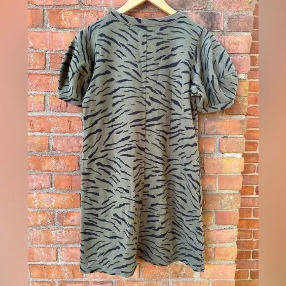 Velvet by Graham & Spencer Prima Zebra Green Mini Sweatshirt Dress - Picture 8 of 8